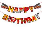 Zyozique 1 Pcs Fire Truck Birthday Decoration Supplies Kit - Firefighter Theme Party Birthday Banner