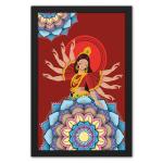 RITWIKA ART AND CRAFT Abstract Wall Art Of Durga And Mandala With Frame for Home and Office Decor | 9.5 inch x 13.5 inch | Multi Colored | Digital Painting