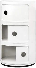 Oncarnival Cylindrical Bedside Table 3-Tier, Stackable Creative Sofa Side End Table Sliding Door Cabinet Modern Bedside Table Stable Storage Shelf Bedroom Accessories