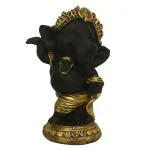 eCraftIndia Golden and Black Embossed Polyresin Lord Ganesha Dancing Avatar 13 cm x 6.5 cm