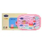 YOUP Stainless Steel Insulated Pink Color Kids Peppa Pig Lunch Box with Fork & Spoon CANDY-850 ml (Pink)