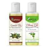 KAZIMA Combo Of Olive Oil And Castor Oil Skin, Acne Scars, Face and Body Massage, 100 ml Each (Combo Of 2)