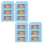 MIRANSH Non-woven Fabric Clothes Wardrobe Organiser Set with Transparent Window and Zip Clothes Storage Bag Ideal for Lehenga, Suit, Dress and Saree Packing Covers (Sky, Pack of 12)