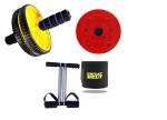 SRYFIT Acrylonitrile Butadiene Styrene Tummy Trimmer Twister And Ab Wheel Exerciser With Hot Shaper Belt (Pack Of 3)