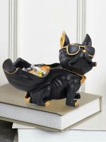 FAMTURE Black Polyresin Cool Dog Plater Design Showpiece For Home Decor Decorative Showpiece - 10.16 cm