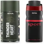 RIYA Thunder Heart & Sport Body Spray Deodorant Combo Pack , Long-Lasting Fragrance Deodorant Spray - For Men (350 ml, Pack of 2)