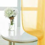 Urban Space Sheer Curtains for Windows 5 feet, Curtains for Living Room with Tieback and Eyelet Hanging Style, Set of 2 Linen Curtains, (Yellow,Window - 5ft x 4ft)