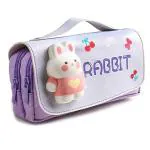 ORTOLY Rabbit Style Pencil Pouch for Girl and Boy,Big Pencil Case for Kids,Zipper Pencil Kit Stationary Storage Box for School Children,Stationery Organizer Pen Box for Student,Pencil Pouch