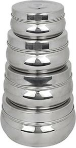 STREESHINE Silver Steel Round Bread Container 2500 ml (Pack of 4)