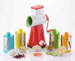 FRESTYQUE Plastic Stainless Steel 4 in 1 Multi-Functional Drum Rotary Vegetable Cutter, Shredder, Grater & Slicer | Slicer Dicer with High Speed Rotary Cylinder (Multicolor)