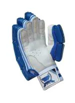 WSF SPORTS Leather Left Hand Cricket Batting Gloves, Men Size Colour (Blue Silver Tops)
