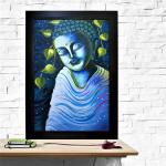 CHAQUE DECOR Buddha Most Natural Original Handmade Oil Painting On Canvas Framed (28x3x40)