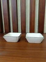 Caffeine White Ceramic Katori Bowl (Set Of 2)