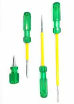 PERFECT TECH Screw Driver Set of 4 Pcs | 2 in 1 screw Driver | (2, 4, 6, 8 Green and Silver) |Tool Steel Tester | Long handle Strong Grip Carbon Steel Combination | Multipurpose use | Magnetic Tip | Electrical Insulation