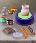 TOYBOY Pottery Wheel Kit - Battery Operated Pottery Wheel & Painting Kit for Beginners with Modeling Clay, Sculpting Clay & Tools, Arts & Crafts Kids