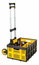 Stanley FT509, Folding Hand Truck with 60 kg capacity and a Folding Basket, Steel Portable Dolly Push Cart with Telescopic Handle and Foldable Wheels, Silver Colour, (66 x 43 x 10 cm)