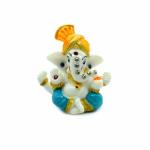 pujaNpujari Pagadi Ganesha Ganapati White Stone Idol Showpiece for Car Dashboard (Blue)