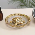 CRAFTAM Feng Shui Tortoise On Glass Plate for Vastu, Best Gift for Career and Good Luck
