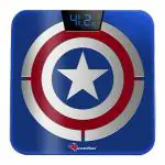 PowerMax X Marvel BCA-140 Marvel Edition Captain America Series Digital Weight Machine for Human Body - High Accuracy Bathroom Weighing Scale with Step-on Technology & Super Durable 6mm Tempered Glass