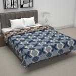 Divine Casa 120 GSM Polyester Reversible Lightweight Printed Double Bed AC Dohar Blanket Quilt - Blue and Brown AL-1401-DD