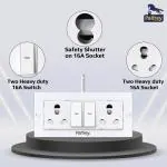 Palfrey Electric Extension Board - Two 16A switch with Socket |15 meter (2200W) (White)