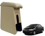 WolkomHome Car Arm Rest Wooden Armrest Beige Color with Cushion & Storage Box for Etios