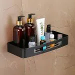 Fortune Premium 304 Grade Stainless Steel Wall Mount Shelf, Multi-Functional Storage Shelf / Kitchen Shelf / Rack & Caddy Basket Bathroom Accessories Homes, Hotels- ( 12 x 5 Inch) (Black Finish, Pack Of 1)