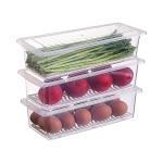 Kirtanworld Fridge Storage Boxes Fridge Organizer Food Storage Container with Removable Drain Plate and Transparent Lid Fruits, Vegetables, Fish Fresh Longer 1400 ML Container Boxes (Plastic)(2 PSC)