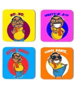 Whats Your Kick No No Aiyer Anna Whats Up Ji Lungi Dance Quotes Printed Set of 4 Coaster With Beautiful Metal Stand