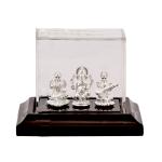 Silverspot Jewel 999 Pure Silver Laxmi, Ganesha and Saraswathi Beautiful Trimurthi Idol with Acrylic Base for Pooja/Gift Item for ospicious Occassions
