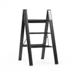 Corvids 3-Steps Premium Folding Step Stool with Wide Anti-Slip Pedal & 150 Kg Capacity (Black)