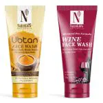 NutriGlow NATURAL'S Ubtan Face Wash For Glowing Skin And Wine Face Wash Reduces Fine Lines and Wrinkles 100gm Each (Buy 1 Get 1 Free)