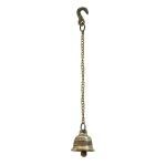 Kalarambh Brass Small Wall Hanging Bell With Chain, Design Bell for Pooja Temple Home Decor Handicraft Art| 13 Inch| 1 Pcs