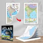 GOWOO SMALL - 100 India RIVER OUTLINE MAP FOR SCHOOL, 2 IN 1 India POLITICAL AND PHYSICAL MAP IN ENGLISH and SCHOOL ATLAS (ENGLISH) - MAPLITHO | 1 map pad + 2-in-1 map chart + 1 school atlas book