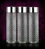 SHOPOWARE Round Diamond 3 PCS Premium Water Fridge Bottles (Set Of 3) 1000 ml Bottle (Pack of 3, Plastic)