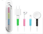 QinPin Earphone and Charger Cable Companion - Flexible 4Pc Spiral Cable Protector Set for Damage Prevention and Tangle-Free Cable Management
