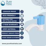 PureFlow 26102-WB Pillar Cock with Flang Tap for Bathroom and Kitchen Sink - Premium Faucet with Elegant Design - Stylish Wash Basin Taps for Home Use - Durable and Versatile Kitchen Sink Tap