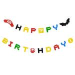 Festiko Glitter Mario Birthday Banner, Glittery Super Mario Game Theme Banner For Kids Mario Party Decor, Mario Happy Birthday Banner For Men Women Children (9.94Ft Wire)