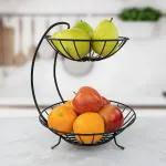 SmartSlide 2 Tier Fruit Basket/Vegetable Stand for Kitchen/Fruit Bowl for Dining Table/Fruit Stand for Kitchen/Countertop Fruit Rack/Vegetable Basket