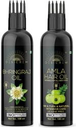 Desi Crew Bhringraj Hair and Amla Oil Cold Pressed for Skin, Body and Hair Care 100 ml Each
