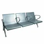 Lakdi The Furniture Co Airport Three Seater Waiting Area Chair / 3 Seater Visitor Reception Heavy Chair in Chrome Finish (Stainless Steel)