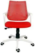 Rajpura Red, White Fabric Office Visitor Chair