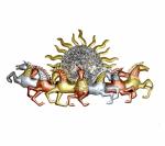Idol Collections Multicolor Metal Sun With Seven Running Horses Wall Decor Home Led Lights Decorative Showpiece, Gold Brass Navagraha 9 Planets Statue Of Hindu Vedic Astrology Navgrah Murti Idol, 3 Inch