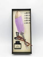 GOLD LEAF Dip Feather Pen Set Calligraphy Pen Set Writing Quill Ink Dip Pen with 5PCs Nib Gold With Light Purple