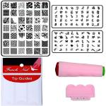 Royalkart Nail Art Stamping Jumbo Image Plate D.I.Y With Double-Sided Stamper, Metal Scraper, 5pcs Double-Sided Dotting Tool