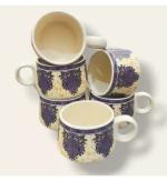 Your Local Store Antique Alive Floral Print Work Premuim HandPainted Tea/Coffee Cups Set of 6 Ceramic Coffee Mug (120 ml, Pack of 6)