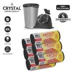 Crystal SMALL Garbage Bag on Roll 17 x 19 BLACK , 180 BAGS - 30 Bags x 6 rolls
