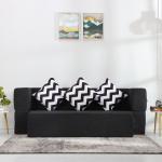 SOLISPRIMUS-COMFORT FOR ALL - Jute Fabric 3 Seater Double Foam Sofa Cum Bed - C TYPE- DARK GREY with 3 Cushions (Zigzag Pattern)