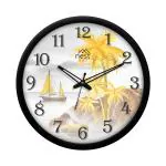 nest ART Wall Clock for Living Room, Bedroom, Home, Office, Kitchen, Round Shape Beautiful Designer Plastic Wall Clock for Home Decor (13 inch) Black