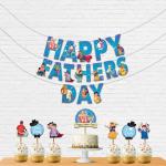 Festiko Fathers Day, Super Dad Birthday Party Decorations Items For Surprise (All In One Surpirse To Dad Banner, Cake Toppers, Cup Cake Topper, Ribbons) 8 Pcs